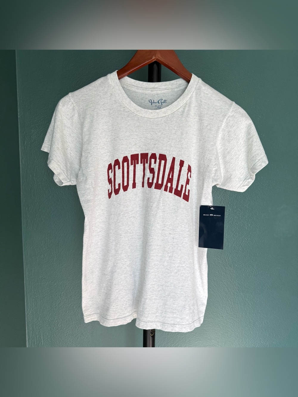 Brandy Melville Light Gray Tee with Maroon "Scottsdale" Graphic NWT